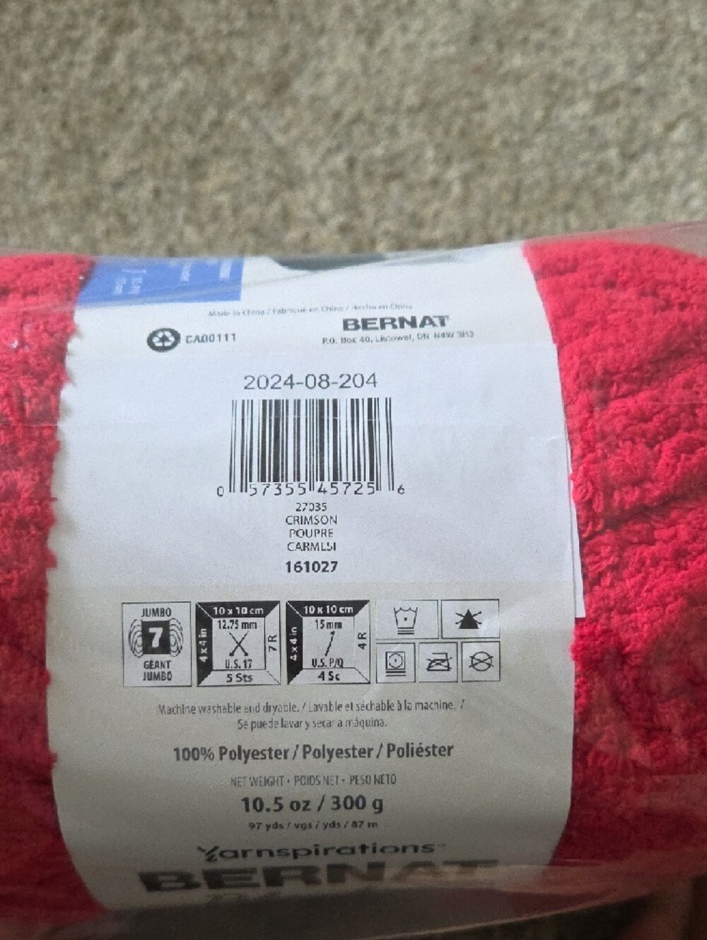 Bernat Blanket Extra Plush Yarn - Crimson (2 Pack) - Picture 4 of 4